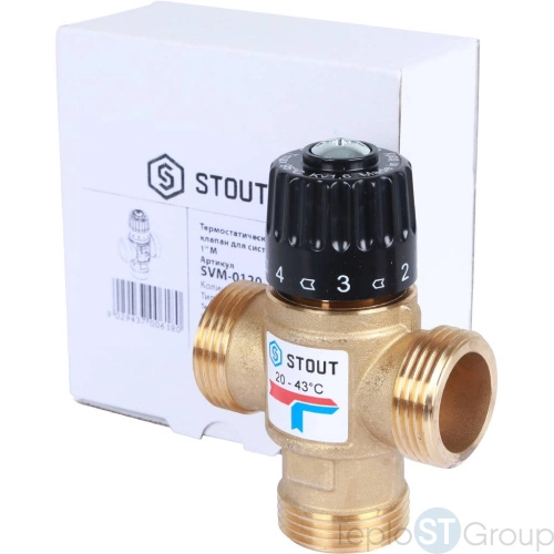 Stout SVM-Термостатические SVM-0120-164325 Stout Термостатический смесительный клапан для систем отопления и ГВС. G 1” M, 20-43°С KV 1,6 м3/ч - купить оптом у дилера TeploSTGroup по всей России ✅ ☎ 8 (800) 600-96-13 фото 3