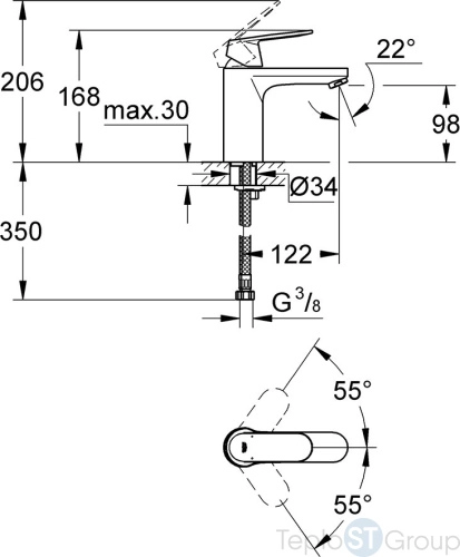 Смеситель для раковины Grohe Eurosmart Cosmopolitan 23327000 - купить с доставкой по России фото 2