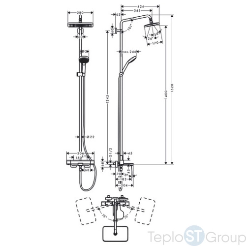 Душевая система Hansgrohe Croma E Showerpipe 27687000 хром - купить с доставкой по России фото 3