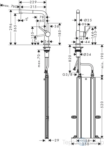 Смеситель для кухни Hansgrohe Talis M54 270 матовый черный (72809670) - купить с доставкой по России фото 3