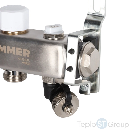 Rommer RMS-3201-000002 Rommer Коллектор из нержавеющей стали без расходомеров, с клапаном вып. воздуха и сливом 2 вых. - купить с доставкой по России фото 4