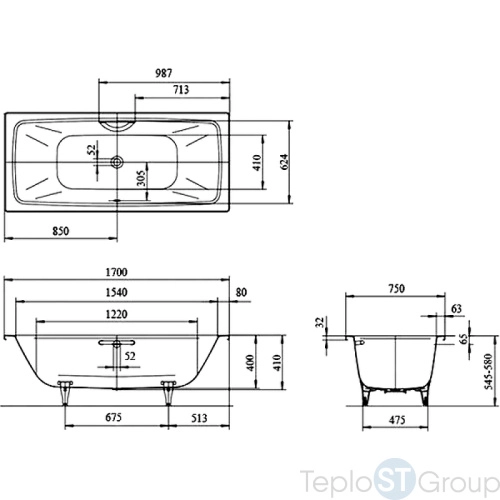 Стальная ванна Kaldewei Cayono Duo 170x75 standard mod. 724 272400010001 - купить оптом с доставкой по России фото 3