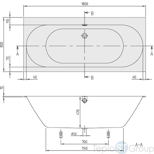 Квариловая ванна Villeroy & Boch Oberon 2.0 180x80 UBQ180OBR2DV-01 - купить с доставкой по России фото 3