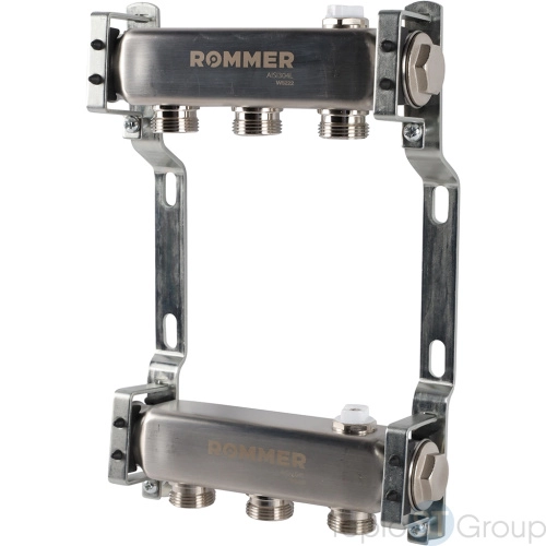 Rommer RMS-4401-000003 Rommer Коллектор из нержавеющей стали для радиаторной разводки 3 вых. - купить с доставкой по России фото 2