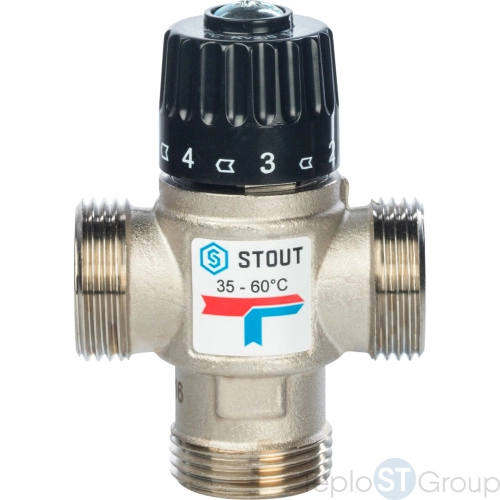 Stout Термостатический смесительный клапан для систем отопления и ГВС 1 НР 35-60°С KV 2,5 - купить оптом с доставкой по России фото 2