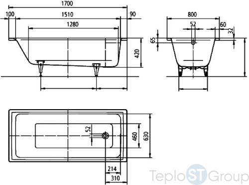 Стальная ванна Kaldewei Puro 170x80 easy-clean mod. 691 259100013001 - купить с доставкой по России фото 2