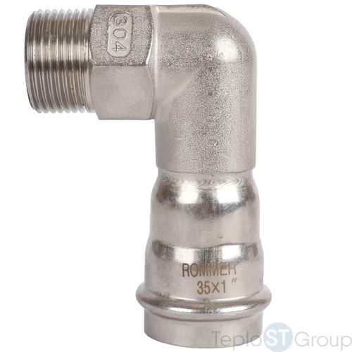 Rommer RSS-0010-000351 Rommer Угольник-переходник-НР, 35х1, из нержавеющей стали прессовой - купить с доставкой по России фото 2