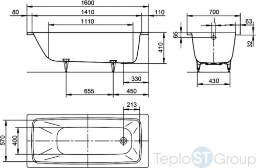 Стальная ванна Kaldewei Cayono 160x70 easy-clean anti-slip mod. 748 274830003001 - купить с доставкой по России фото 2