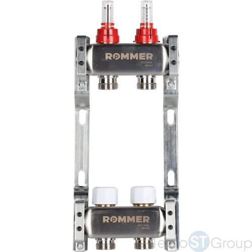 Rommer RMS-1200-000002 Rommer Коллектор из нержавеющей стали с расходомерами 2 вых. - купить с доставкой по России