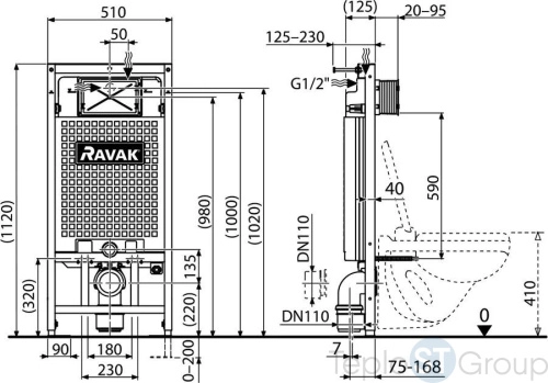 Инсталляция для подвесного унитаза Ravak X01703 G II - купить с доставкой по России фото 3