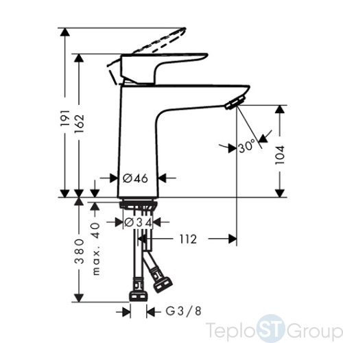 Смеситель для раковины Hansgrohe Talis E 71712140 бронза матовая - купить оптом у дилера TeploSTGroup по всей России ✅ ☎ 8 (800) 600-96-13 фото 3