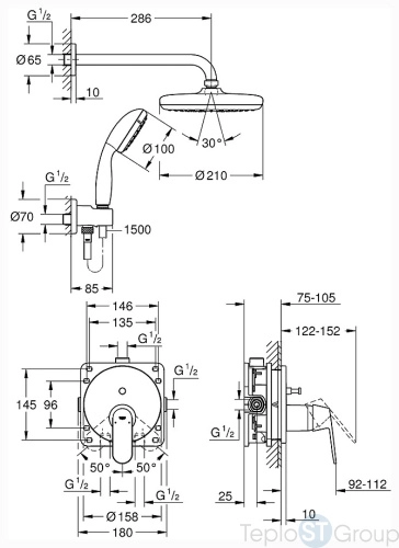 Душевая система Grohe Eurosmart Cosmopolitan 25219001 - купить оптом у дилера TeploSTGroup по всей России ✅ ☎ 8 (800) 600-96-13 фото 2