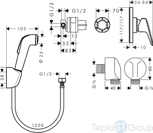 Комплект гигиенического душа Hansgrohe Logis E SetLogisG (71604000+13620180 +27454000+32127000) - купить с доставкой по России фото 5