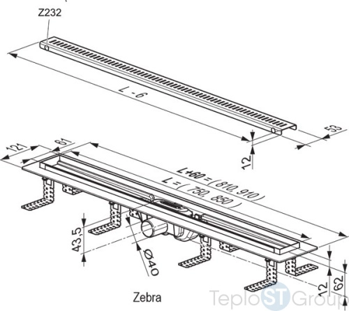 Душевой канал Ravak Zebra 850 X01434 - купить оптом у дилера TeploSTGroup по всей России ✅ ☎ 8 (800) 600-96-13 фото 3