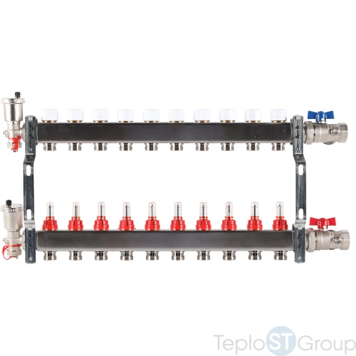 Rommer RMS-1210-000010 Rommer Коллектор из нержавеющей стали в сборе с расходомерами 10 вых. - купить с доставкой по России фото 11