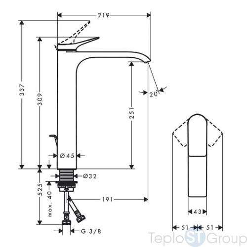 Смеситель для раковины Hansgrohe Vivenis 75040670 со сливным гарнитуром, матовый черный - купить с доставкой по России фото 3