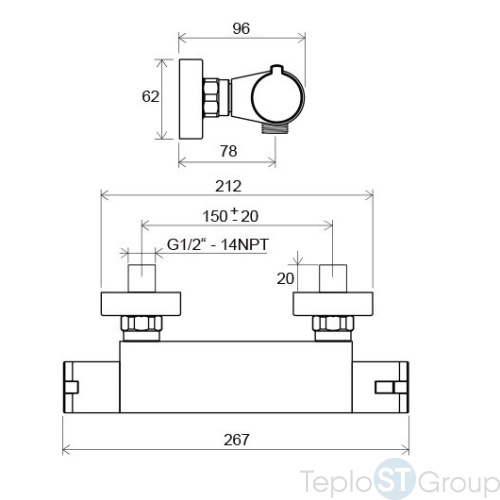 Смеситель для душа термостатический Ravak Termo 200 TE 072.00/150 X070051 - купить с доставкой по России фото 3