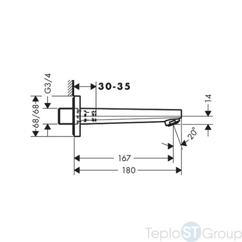 Излив для ванны 167 мм Hansgrohe Metropol 32542000 хром - купить с доставкой по России фото 4