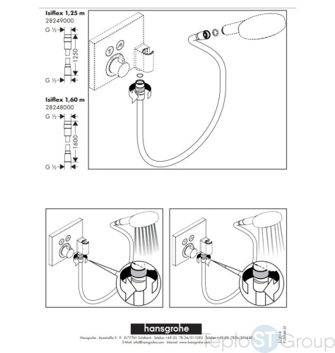 Душевой шланг 125 см Hansgrohe Isiflex 28249000 с регулировкой напора, хром - купить с доставкой по России фото 3