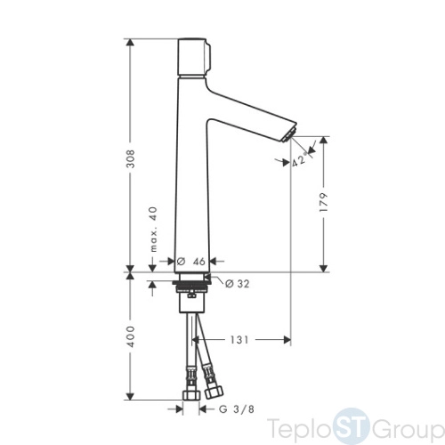 Смеситель для раковины Hansgrohe Talis Select S 190 72045000 без донного клапана - купить с доставкой по России фото 3