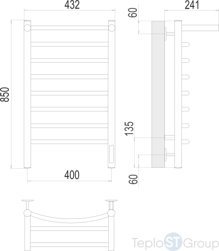 Terminus Классик с/п П8 400х850 Электрический Полотенцесушитель - купить с доставкой по России фото 3