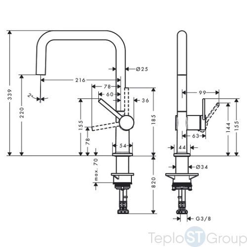 Cмеситель для кухни Hansgrohe Talis M54 U 220 72806800 - купить с доставкой по России фото 3