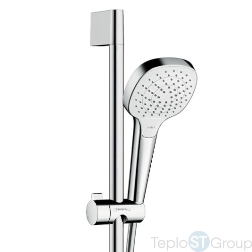 Душевой набор Hansgrohe Croma Select E 26586400, Vario со штангой 65 см и мыльницей, белый/хром - купить с доставкой по России фото 2