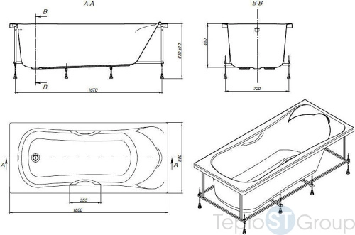 Акриловая ванна Roca BeCool 180x80 ZRU9302782 - купить с доставкой по России фото 3