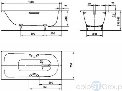 Стальная ванна Kaldewei Saniform Plus Star 160x70 anti-sleap mod. 332 133230000001 - купить с доставкой по России фото 2