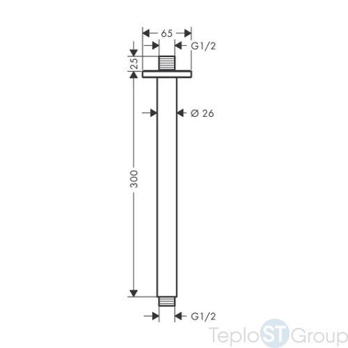 Держатель верхнего душа 300 мм Hansgrohe Vernis Shape 26407670 черный матовый - купить с доставкой по России фото 2