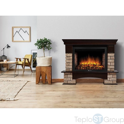 Портал Firelight Forte Wood Classic камень коричневый, шпон темный дуб - купить с доставкой по России фото 3