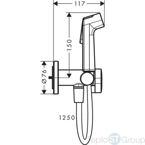 Комплект смесителя с гигиеническим душем Hansgrohe Bidette S 1jet 29232000 с держателем и шлангом - купить оптом у дилера TeploSTGroup по всей России ✅ ☎ 8 (800) 600-96-13 фото 2