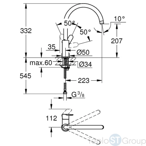 Смеситель для кухни Grohe BauEdge 31367001 - купить оптом у дилера TeploSTGroup по всей России ✅ ☎ 8 (800) 600-96-13 фото 3