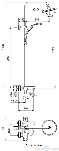 Душевая система со смесителем для душа Ideal Standart IDEALRAIN BC525XG, черный матовый - купить с доставкой по России фото 3