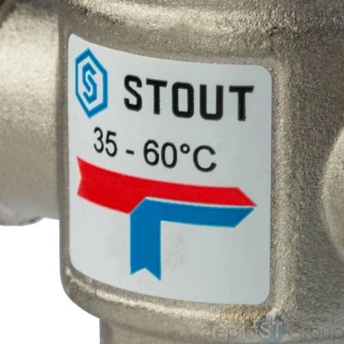 Stout Термостатический смесительный клапан для систем отопления и ГВС  3/4 НР 35-60°С KV 1,6 - купить оптом с доставкой по России фото 4