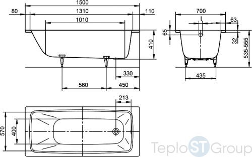 Стальная ванна Kaldewei Cayono 150x70 easy-clean anti-slip mod. 747 274730003001 - купить с доставкой по России фото 2