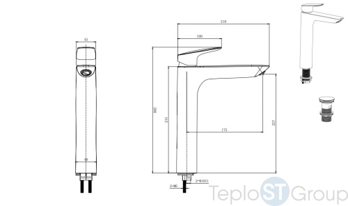 Смеситель для раковины Aquatek Вега 227 AQ1005CR - купить оптом у дилера TeploSTGroup по всей России ✅ ☎ 8 (800) 600-96-13 фото 2