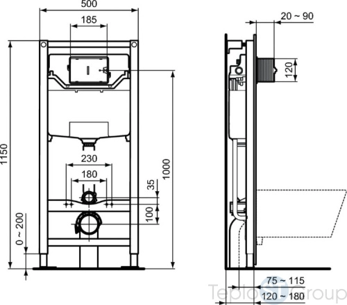 Подвесной унитаз с инсталляцией Ideal Standard T3868V3/115A6 - купить с доставкой по России фото 4