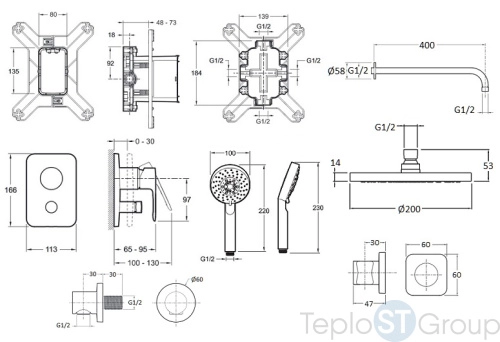 Душевой комплект c внутренней частью Jacob Delafon Modulo E30759-CP хром - купить с доставкой по России фото 2