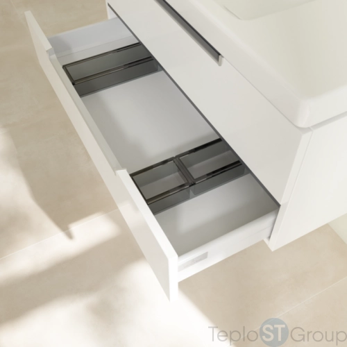 Тумба под раковину Villeroy & Boch Subway 2.0 987 x 420 x 449 mm A69000DH 2 выдвижных ящика,  Glossy White - купить с доставкой по России фото 6