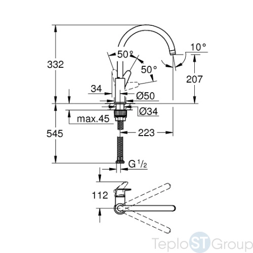 Смеситель для кухни GROHE BauCurve 31231001 хром - купить оптом у дилера TeploSTGroup по всей России ✅ ☎ 8 (800) 600-96-13 фото 3