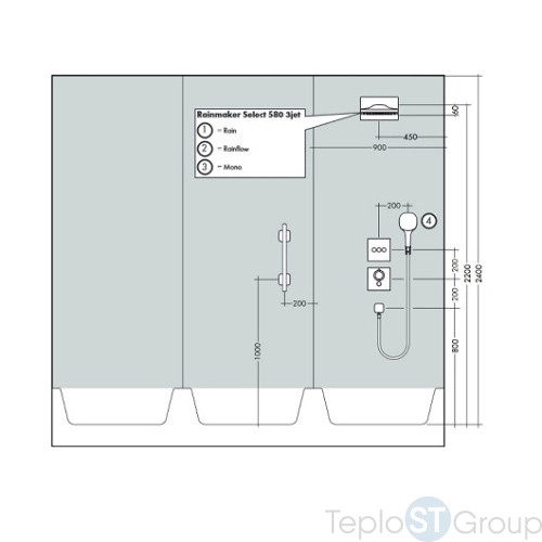 Верхний душ Hansgrohe Rainmaker Select 580 3jet 24001600, чёрный хром - купить с доставкой по России фото 3