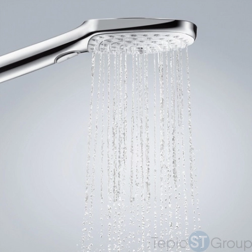 Душевой набор Hansgrohe Raindance Select E 120 3jet 26720400 с держателем и шлангом 160 см, белый/хром - купить с доставкой по России фото 6