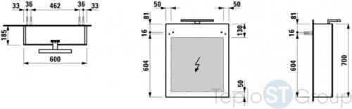 Зеркальный шкаф Laufen Base 60x70 4.0275.1.110.263.1 темный вяз - купить с доставкой по России фото 2