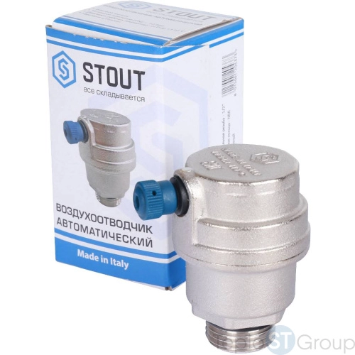 Stout Воздухоотводчик автоматический боковой выпуск, нар.р. 1/2 никель., уплотнительное кольцо - NBR - купить оптом с доставкой по России фото 2