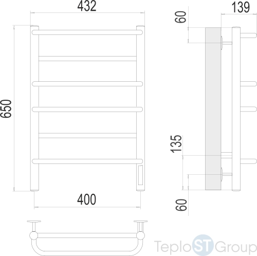 Terminus Евромикс П6 400х650 Электрический Полотенцесушитель - купить с доставкой по России фото 3