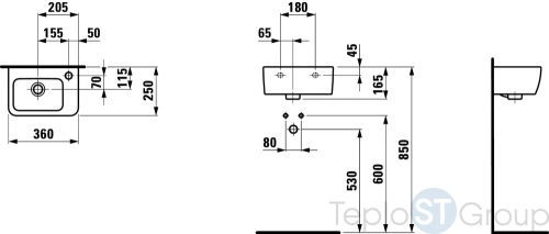 Раковина подвесная Laufen PRO 35 8.1695.5.000.106.1 белая - купить оптом у дилера TeploSTGroup по всей России ✅ ☎ 8 (800) 600-96-13 фото 3