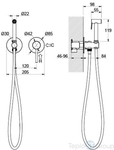 Комплект гигиенического душа Aquatek Европа AQ1319MB - купить оптом у дилера TeploSTGroup по всей России ✅ ☎ 8 (800) 600-96-13 фото 3