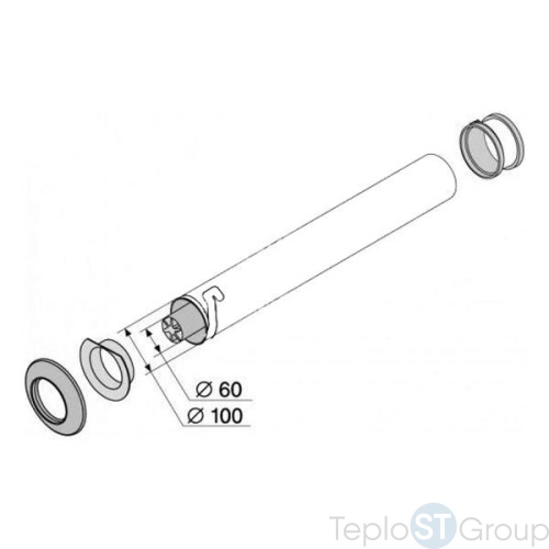 PROTHERM Соосная труба DN 60/100 мм - 0.2м T1D-200 - купить с доставкой по России