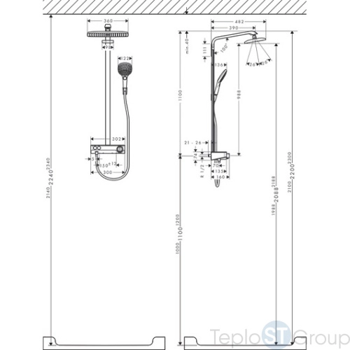 Душевая система Hansgrohe Raindance Select E360 1jet ST Showerpipe 27288400 белый/хром - купить с доставкой по России фото 4